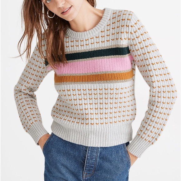 Madewell Sweaters - Madewell striped BARFIELD crew neck sweater SZ M